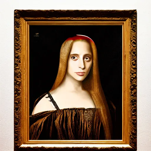 Prompt: lady gaga painted by leonardo da vinci