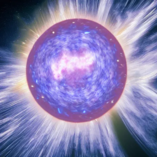 Image similar to neutron star exploding in a dramatic realistic manner