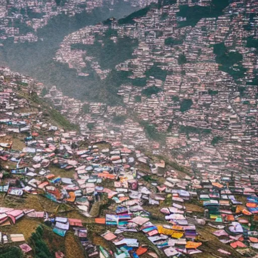 Image similar to Realistic aerial photograph of sikkim with some people moving around in India