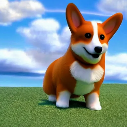 Prompt: a corgi in shape of cloud, realistic, highly detailed