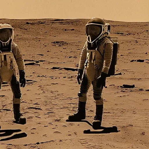 Prompt: the wright brothers on mars,