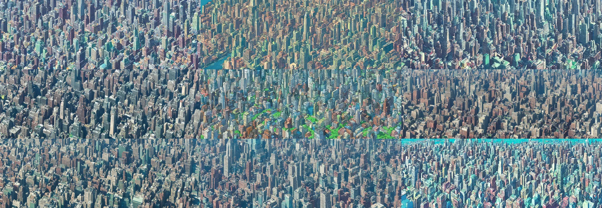 Prompt: aerial view of new york city in the year 2 1 0 0, anime background by studio ghibli