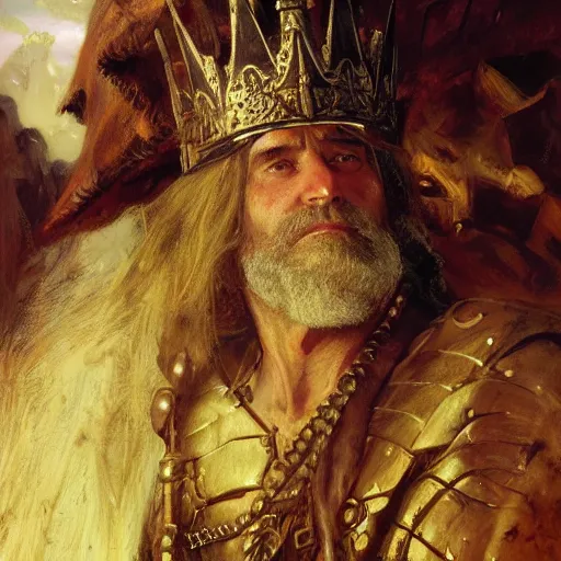 Prompt: the mad king of the kingdom of larion orders the army to destroy all the peasants, close - up, painting by gaston bussiere, craig mullins, j. c. leyendecker, 4 k, 8 k, trending on artstation, artstationhd, artstationhq, highest detail