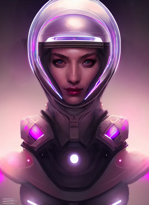 Prompt: symmetry!! portrait of side!! of a female character with helmet fantasy, sci - fi, tech wear, glowing lights!! intricate, elegant, highly detailed, digital painting, artstation, concept art, smooth, sharp focus, illustration, art by julian del rey and daryl tan