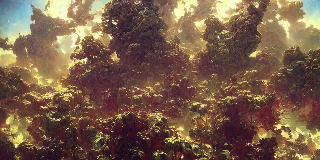 Prompt: supernova, flying plant factory producing asterois in open space, painted by ruan jia, raymond swanland, lawrence alma tadema, zdzislaw beksinski, norman rockwell, jack kirby, tom lovell, alex malveda, greg staples