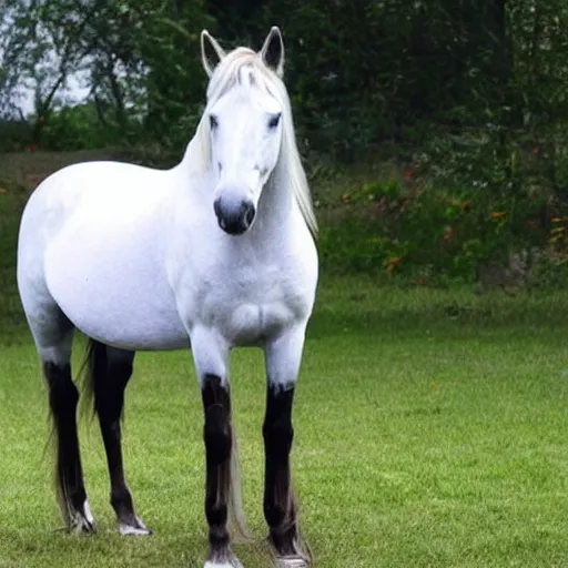 Image similar to full photo of a horse with a cat-head