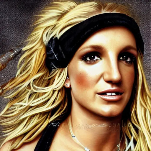 Prompt: epic realistic portrait of britney spears in scottish clothes and bagpipe, hd, 4 k, 8 k, detailed,
