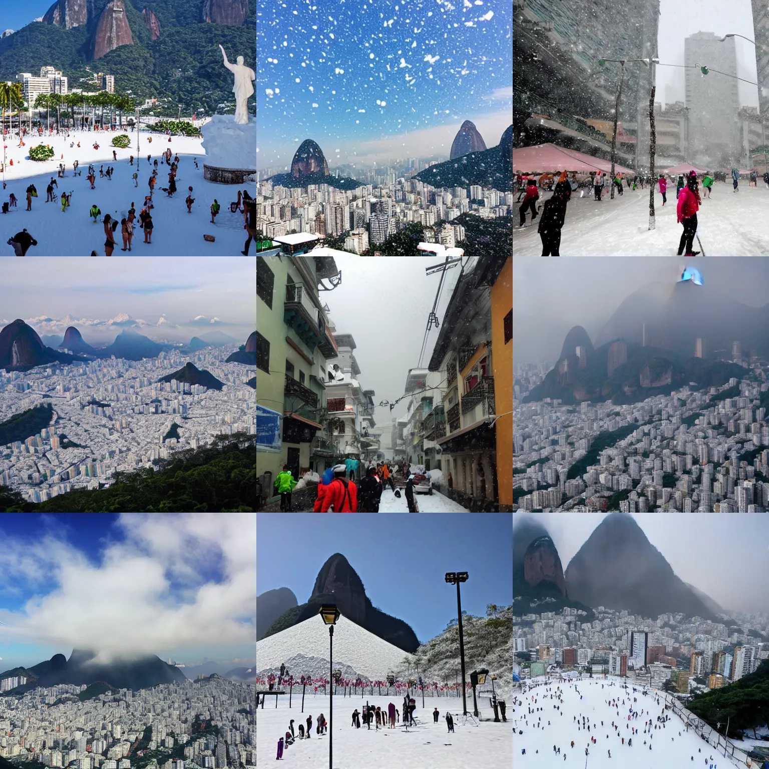 Prompt: Snow in Rio de Janeiro