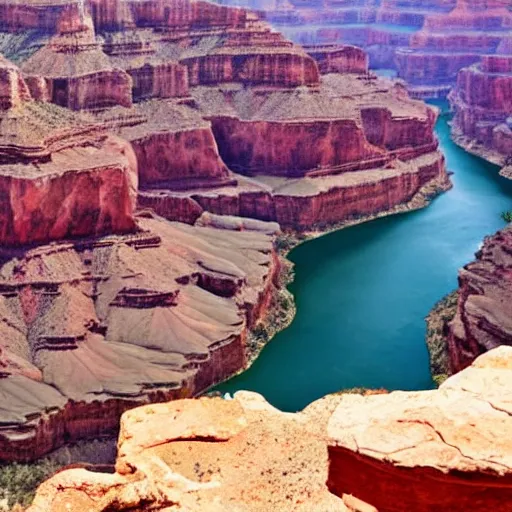 Prompt: the Grand Canyon filled to the brim with footballs