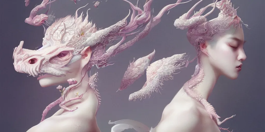 Image similar to breathtaking delicate detailed concept art painting creature, by hsiao - ron cheng, bizarre compositions, exquisite detail, pastel colors, 8 k