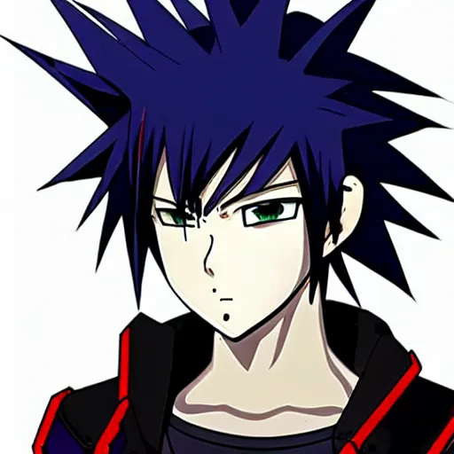 Image similar to beautiful cyberpunk anime boy spiked hair character metal sharp armor award winning character design by studio ghibli h 6 4 0