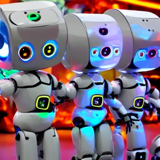 Image similar to Cute robots dancing