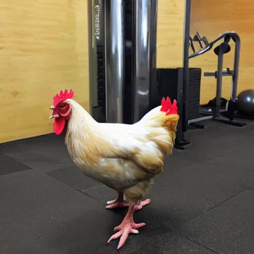 Image similar to a chicken at the gym