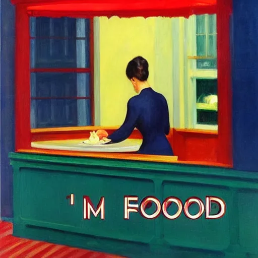 Prompt: i m tired of doing food by edward hopper W 1024