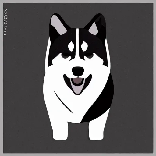 Prompt: Black and white line art of a Shiba Inu