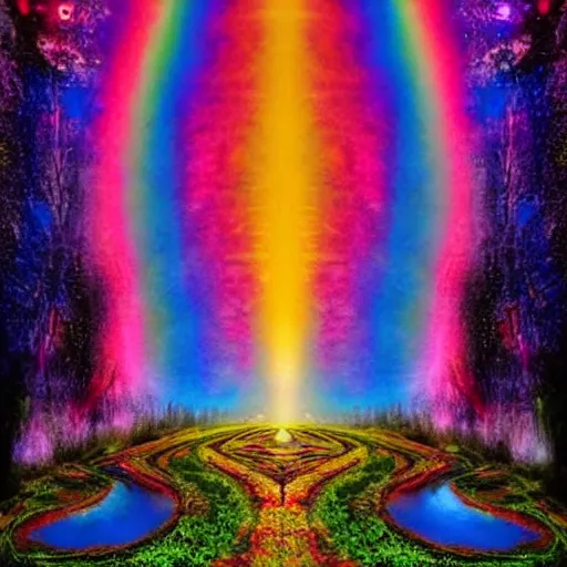 Image similar to rainbow cosmic forest