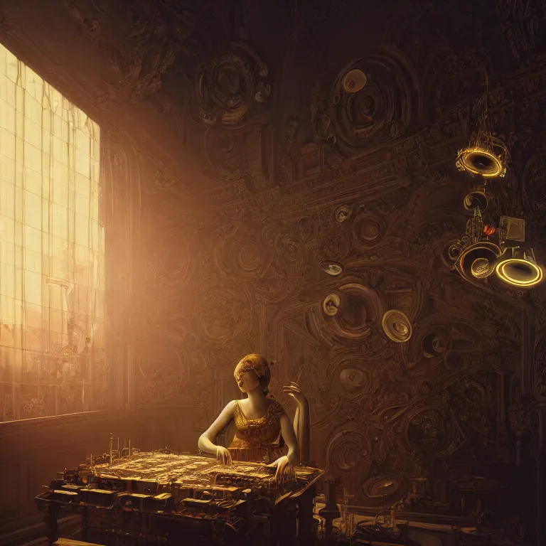 Image similar to motherboard, chip circuit, computer, dream - like atmosphere, baroque landscape painting, perfect composition, beautiful detailed intricate insanely detailed octane render trending on artstation, 8 k artistic photography, photorealistic, soft natural volumetric cinematic perfect light, chiaroscuro, award - winning photograph, masterpiece, raphael, caravaggio, greg rutkowski, beeple