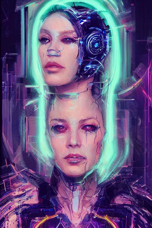 Image similar to portrait, headshot, digital painting, an beautiful techno - witch lady in circuit electronic mask, opalescent, synthwave, glitch, vhs, fracture,, realistic, hyperdetailed, chiaroscuro, concept art, art by john berkey