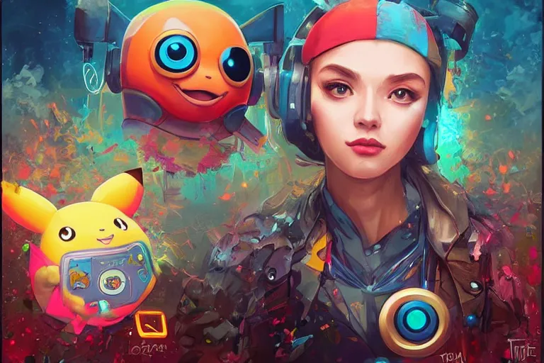 Image similar to lofi BioPunk Pokemon Pikachu portrait Pixar style by Tristan Eaton_Stanley Artgerm and Tom Bagshaw,