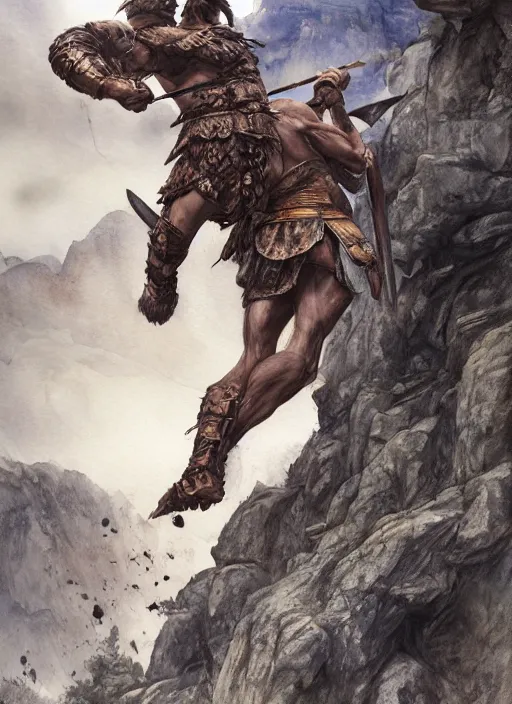 Prompt: portrait, Spartan Warriors fighting at the cliffs of thermopylae, watercolor, dramatic lighting, cinematic, establishing shot, extremely high detail, foto realistic, cinematic lighting, pen and ink, intricate line drawings, by Yoshitaka Amano, Ruan Jia, Kentaro Miura, Artgerm, post processed, concept art, artstation, matte painting, style by eddie mendoza, raphael lacoste, alex ross