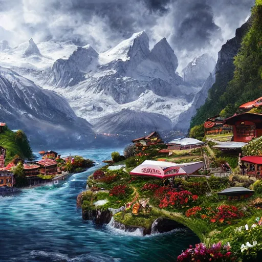 Prompt: Switzerland, high resolution fantasy concept art, realistic, intricate details