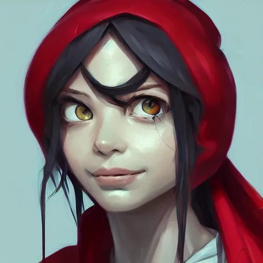 Image similar to Goblin Female portrait, Red Scarf, hatched ear, golden earring, white background, by makoto shinkai, Riot Games, highly detailed, digital illustration, concept art, trending on artstation