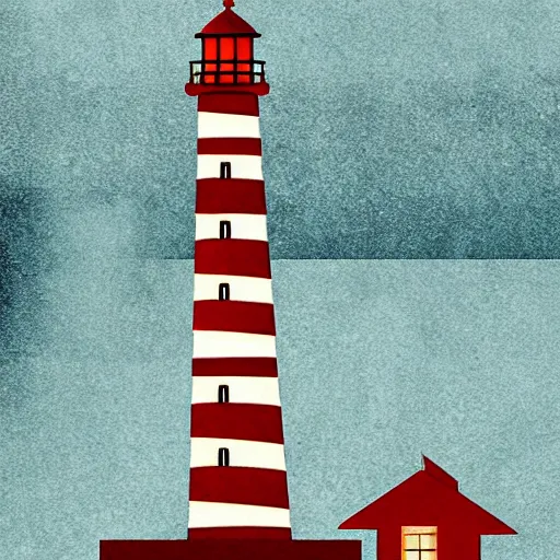 Image similar to An abstract lighthouse with the sea, crime fiction style