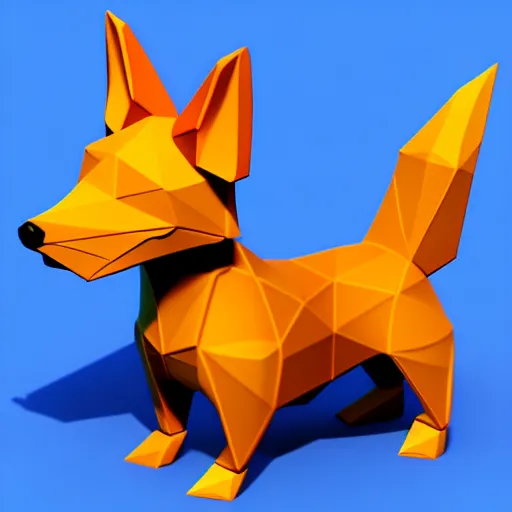 Prompt: Isometric 3D Fantasy Cute Dog, LLow-poly model and handpaint texture