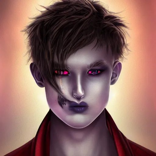 Prompt: beautiful androgynous boy turning into a demon, intricate, hd, high detailed, 4 k,