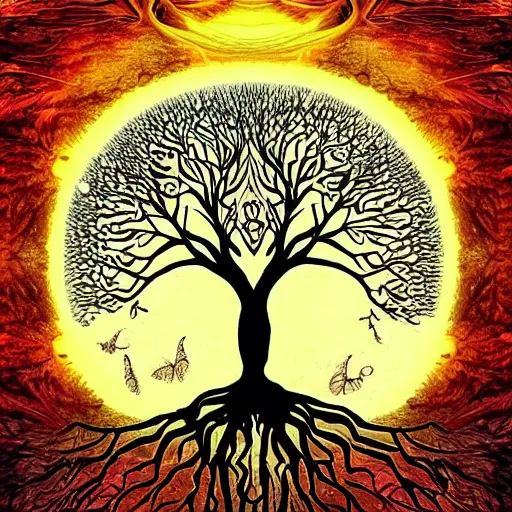 Image similar to tree of life, intricate roots, nebula life, cosmic life by tim burton