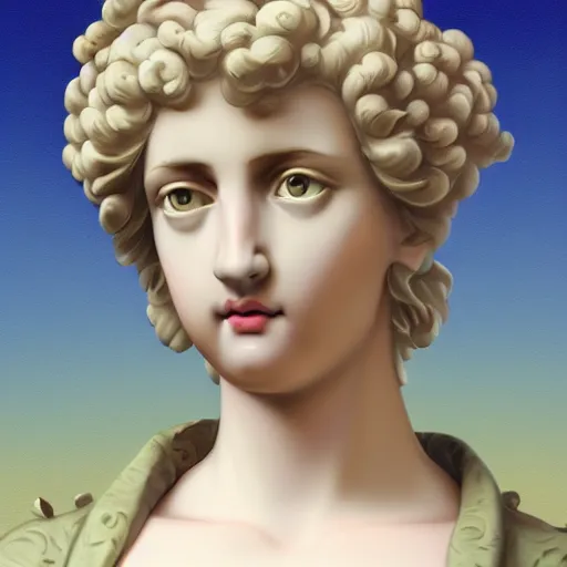 Prompt: baroque statue vaporwave portrait painting, trending on art station, 4k UHD, 8k, painting illustration, high detail