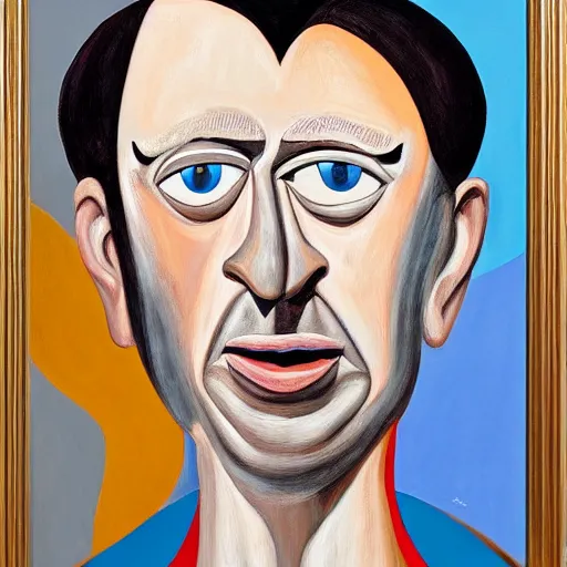 Image similar to George Condo surrealist portrait painting of a face