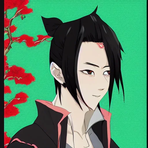 Prompt: , Demon slayer Tanjiro, hanafuda earring handsome anime man, scar on forehead,red iris, green and black checkered kimono, face by lya kushinov, Avetetsuya Studios, Alexandra Fomina artstation, by Makoto Shinkai, digital 2D, painterly style, cinematic matte Illustration, ufotable, VOFAN