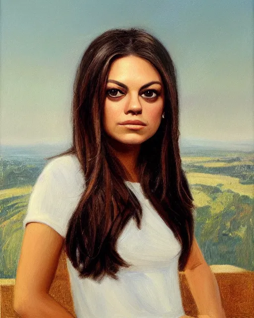 Prompt: portrait of united states president teen mila kunis, 1 9 8 4, oil on canvas by william sidney mount, american exceptionalism