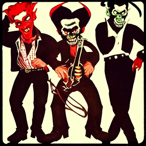 Image similar to rockabilly demon, rockabilly goblin, rockabilly gremlin