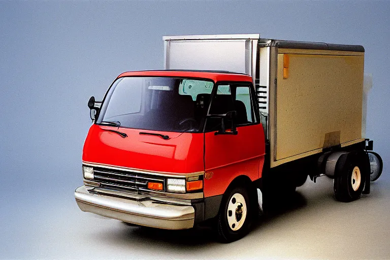 Image similar to studio photograph of a single 1 9 9 8 honda kei truck, ektachrome photograph, volumetric lighting