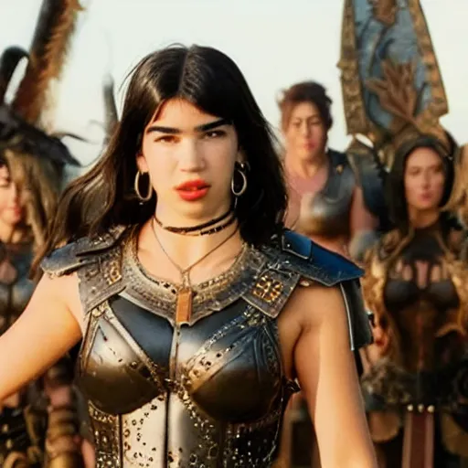 Prompt: still of dua lipa in xena