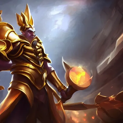 Prompt: Gentelmen in golden armor, league of legends wallpapers, artstation trending, horror