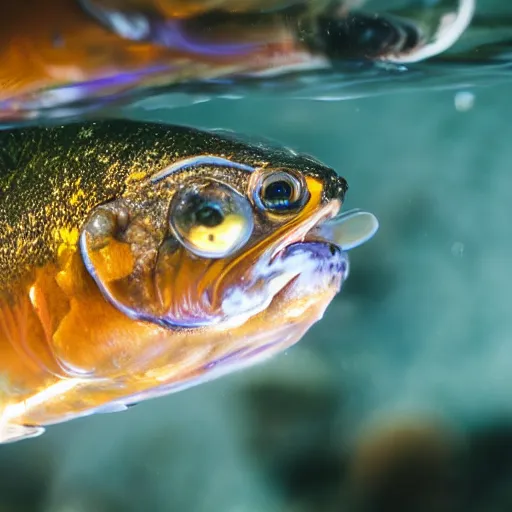 Prompt: a close up photograph of fishbeer, shallow depth of focus