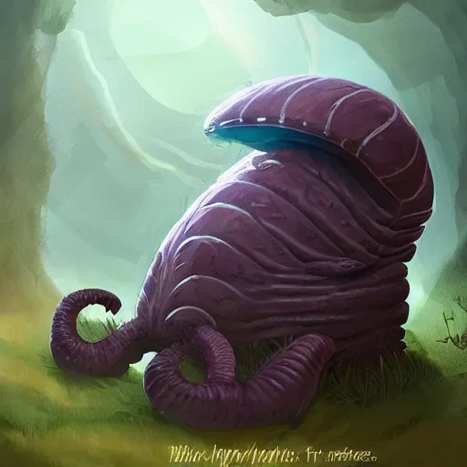 Image similar to huge alien slug creature, cute, creature design, artstation