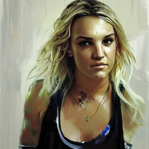 Image similar to jamie lynn spears and britney spears morphed together, hybrid, jeremy mann painting