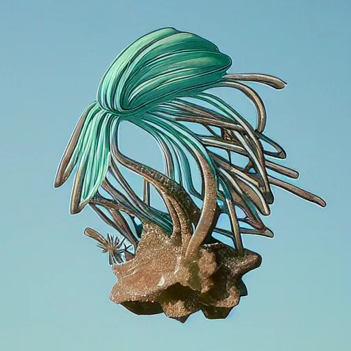 Image similar to helicopter desert river crinoid vaporwave maximalist art nouveau