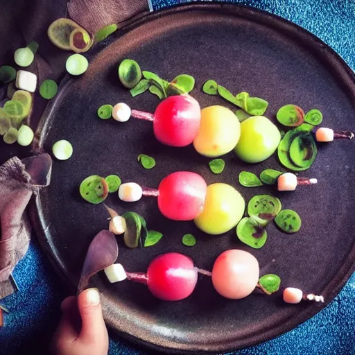 Prompt: mouthwatering dango, food photography