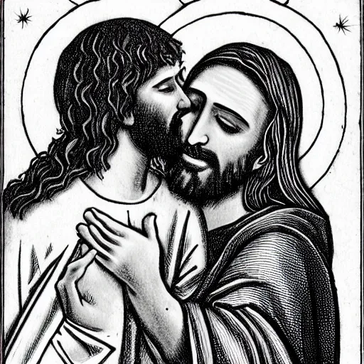 Image similar to jesus hugs a devotee