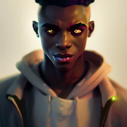 Image similar to Portrait of Ekko from league of legends, anger, mystery, fear, highly detailed, ominous vibe, smoke, octane render, cgsociety, artstation, trending on ArtStation, by Marie Magny