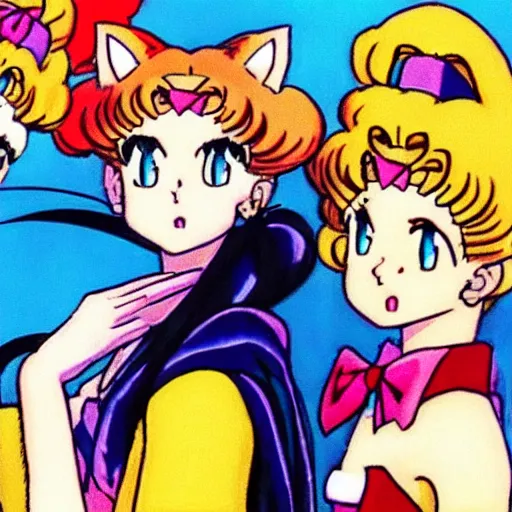 Image similar to photo, three cats from sailor moon