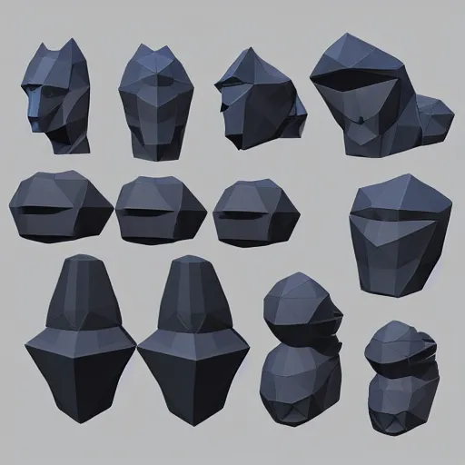 Image similar to kitbashing component, based on low poly convex shape, symmetric, unreal engine