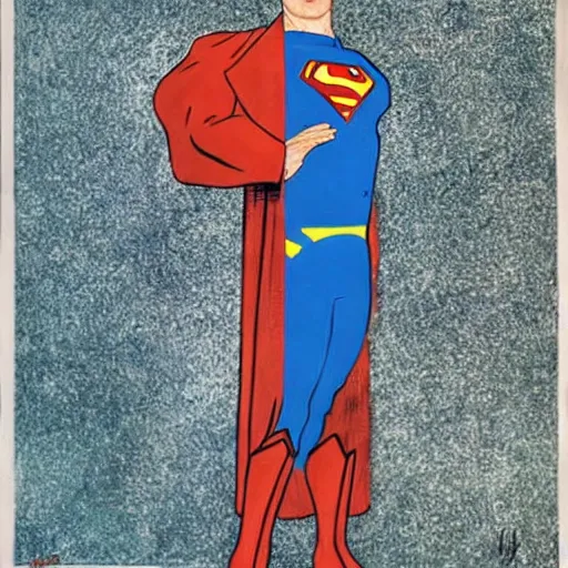 Prompt: Cary Grant as Superman in the style of Gustave Klimt,