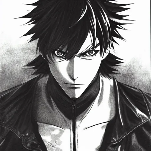 Prompt: Solid Sanke from Metal Gear Solid portrait Yusuke Murata and Takeshi Obata, inspired by Death Note 2003 manga,intricate detail, photorealistic style, intricate detailed oil painting, detailed illustration, oil painting, painterly feeling, sharp high detail