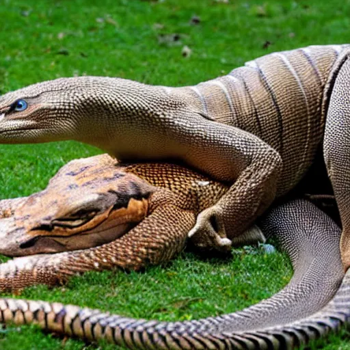 Prompt: boa constrictor and Komodo dragon mutant animal